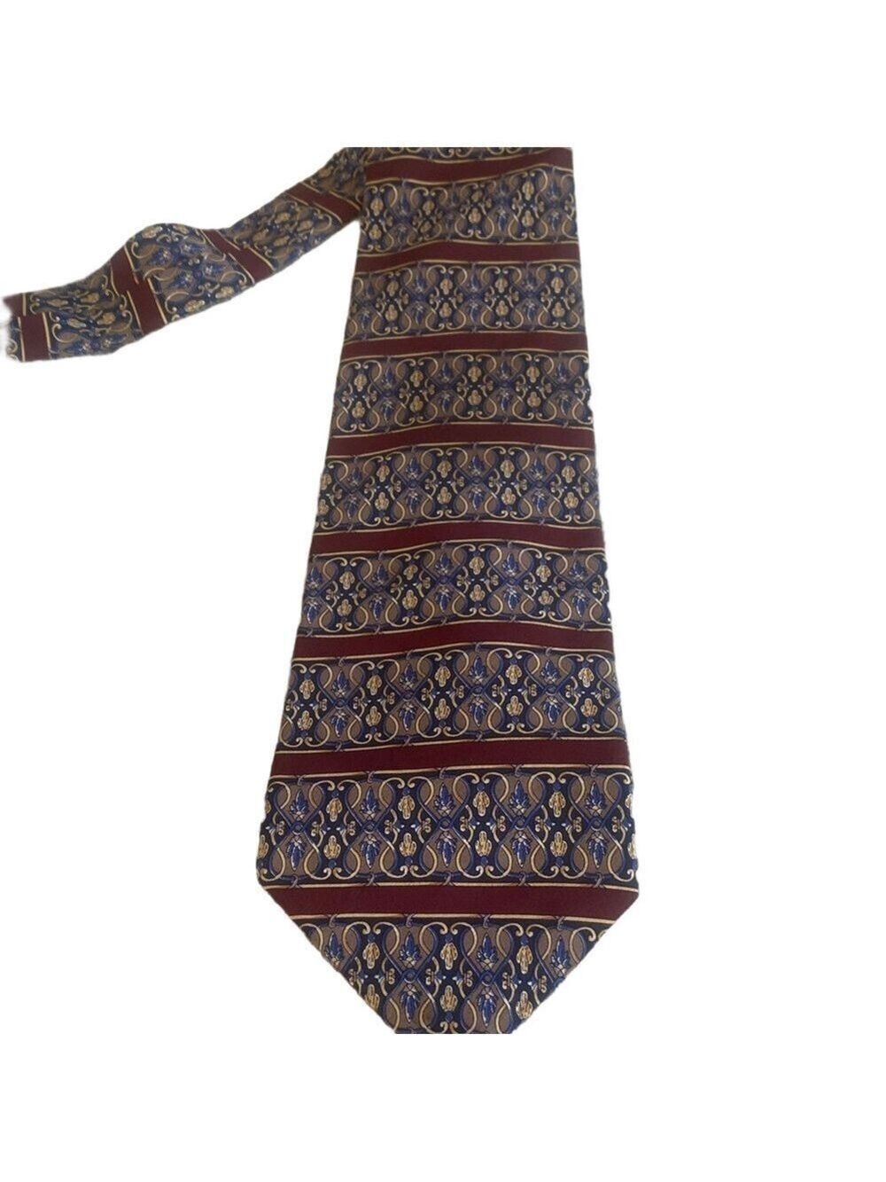 Metropolitan Museum of Art Silk Tie Blue Burgundy Gold Pattern